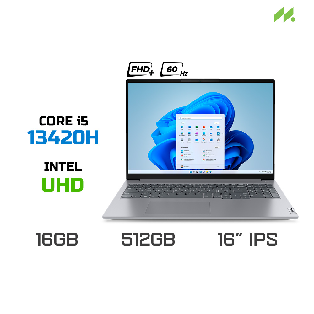 Laptop Lenovo Thinkbook 16 G6 IRL 21KH00Q0VN (i5-13420H, UHD Graphics, RAM 16GB DDR5, SSD 512GB, 16 Inch IPS WUXGA 60Hz, Win 11)