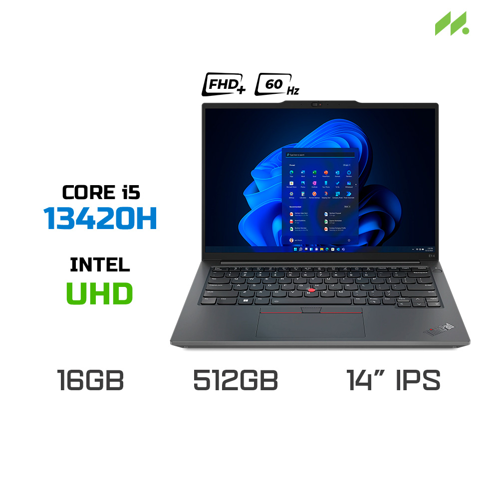 Laptop Lenovo ThinkPad E14 Gen 5 21JK00PEVN (i5-13420H, UHD Graphics, RAM 16GB DDR4, SSD 512GB, 14 Inch IPS WUXGA 60Hz, Win11)