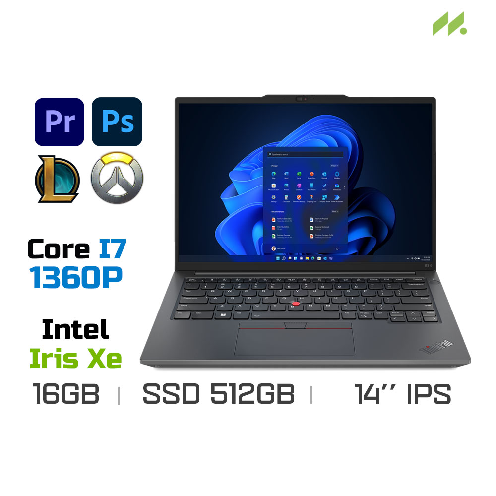 Laptop Lenovo ThinkPad E14 Gen 5 21JLS24W00 (i7-1360P, UHD Graphics, Ram 16GB DDR4, SSD 512GB, 14 Inch IPS WUXGA/No OS)