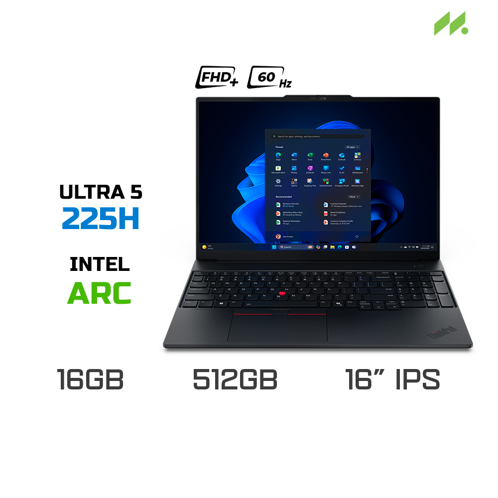 Laptop Lenovo ThinkPad E16 Gen 3 21SR002GVA (Ultra 5 225H, Arc Graphics, RAM 16GB DDR5, SSD 512GB, 16 Inch IPS WUXGA 60Hz)