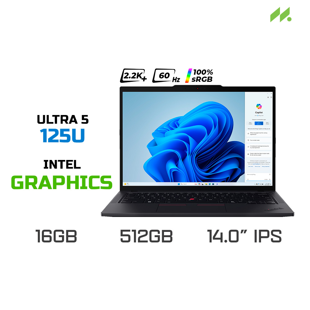 Laptop Lenovo ThinkPad T14 Gen 5 21ML0074VA (Ultra 5 125U, Intel Graphics, RAM 16GB DDR5, SSD 512GBB, 14 Inch IPS 2.2K 60Hz)