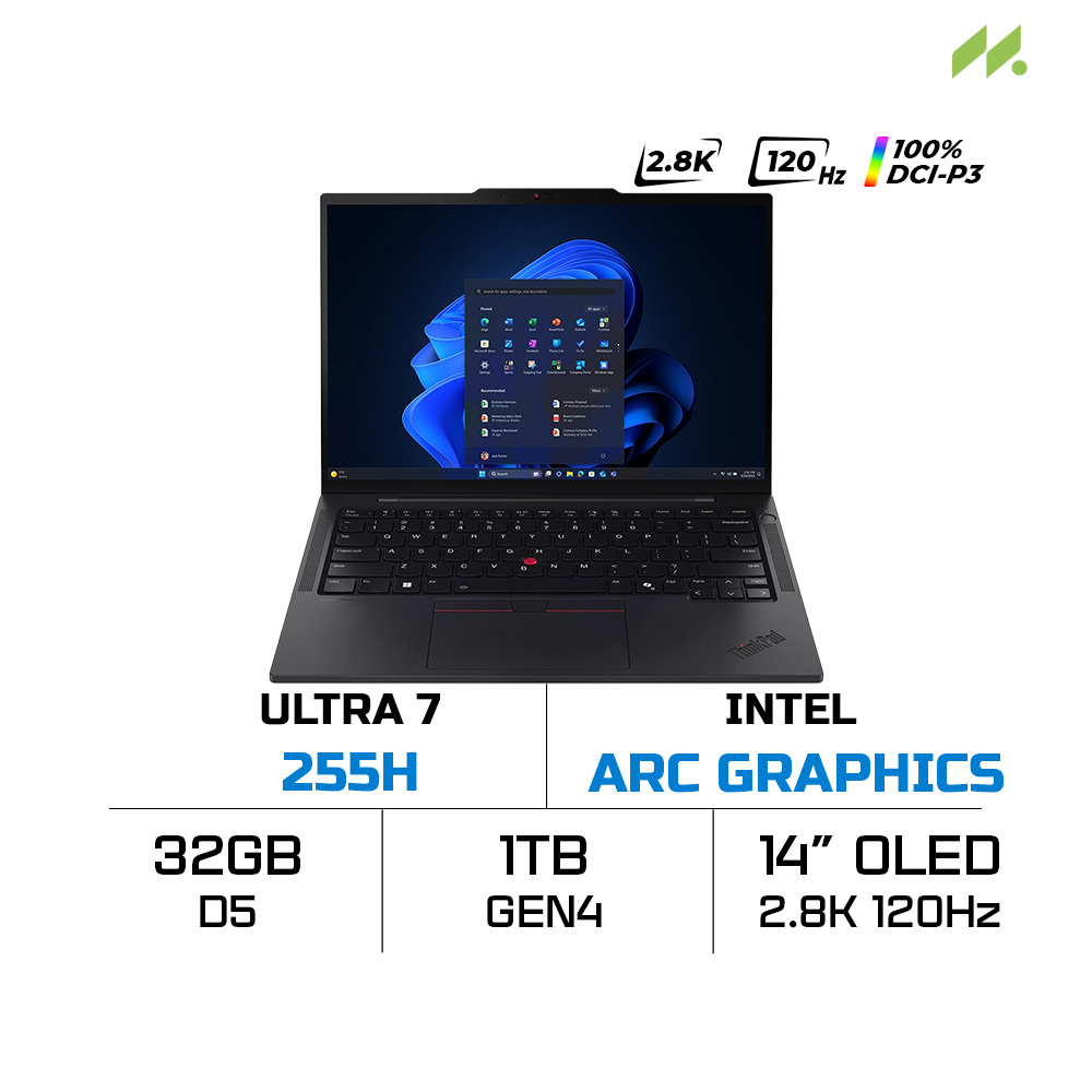 Laptop Lenovo ThinkPad T14s Gen 6 21R10008VN (Ultra 7 255H, Intel ARC Graphics, RAM 32GB LPDDR5x, SSD 1TB, 14 Inch OLED 2.8K 120Hz 100% DCI-P3, NoOS)