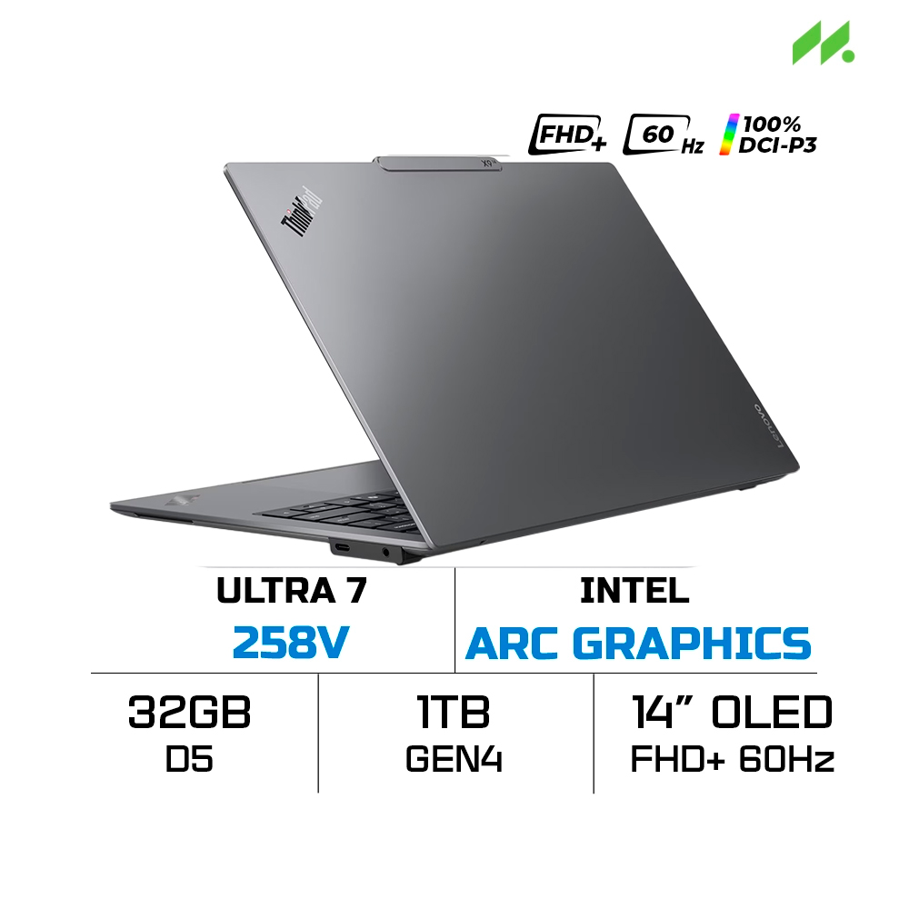 Laptop Lenovo ThinkPad X9-14 Gen 1 Aura Edition 21QA006KVN (Ultra 7 258V, Intel Arc Graphics, RAM 32GB LPDDR5X, SSD 1TB, 14 Inch OLED WUXGA 60Hz 100% DCI-P3, Win 11 Pro)