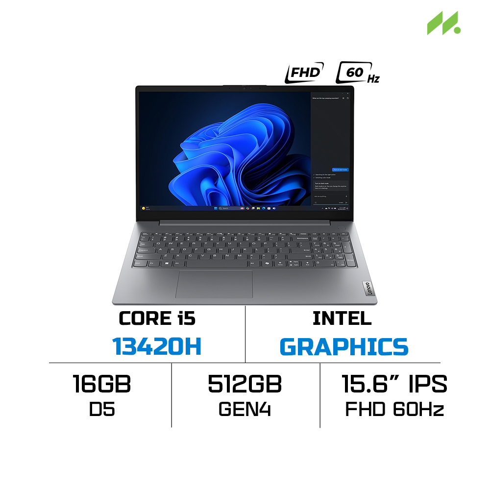 Laptop Lenovo V15 G5 IRL 83HF00BSVA (i5-13420H, RAM 16GB DDR5, SSD 512GB, 15.6 Inch IPS FHD 60Hz, NoOS)