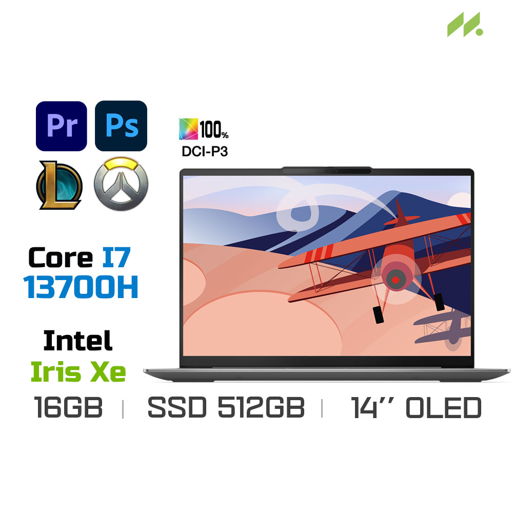 Laptop Lenovo Yoga Slim 6 14IRH8 83E00008VN (i7-13700H, Iris Xe Graphics, Ram 16GB LPDDR5x, SSD 512GB, 14 Inch OLED WUXGA6 60Hz 100% DCI-P3, Win 11/Office HS 21)