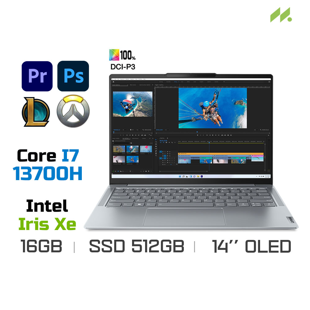 Laptop Lenovo Yoga Slim 6 14IRH8 83E0000VVN (i7-13700H, Iris Xe Graphics, Ram 16GB LPDDR5x, SSD 512GB, 14 Inch OLED WUXGA, Win11/Office HS 21)