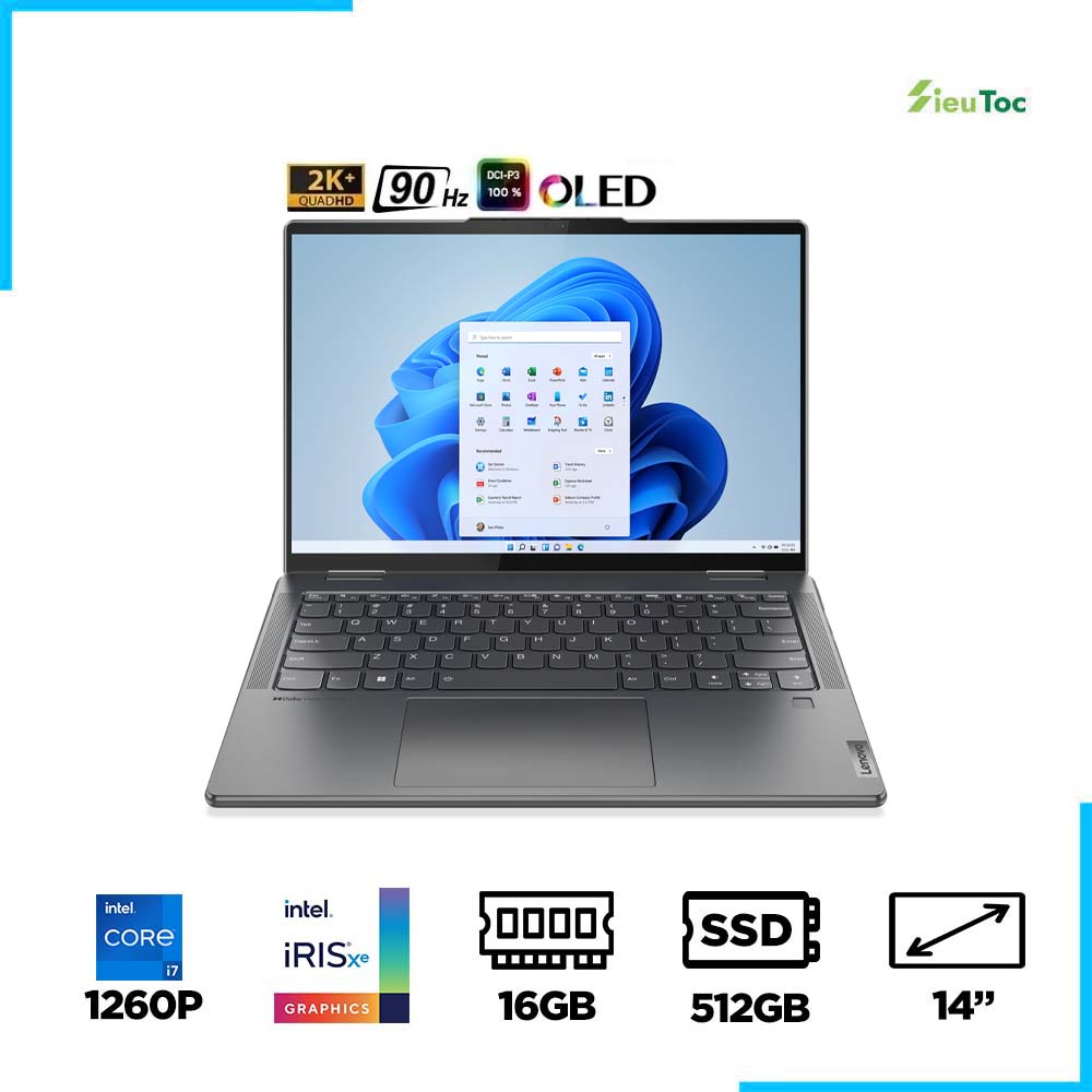 Laptop Lenovo Yoga Slim 7 14IAL7 82QE000QVN (i7-1260P, Iris Xe Graphics, Ram 16GB DDR5, SSD 512GB, 14 Inch OLED 2.8K TouchScreen, Win11/Office HS 21)