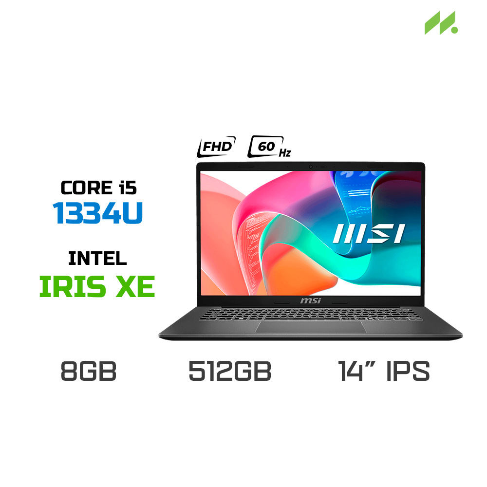 Laptop MSI Modern 14 F13MG-240VNCP (i5-1335U, Iris Xe Graphics, Ram 8GB DDR4, SSD 512GB, 14 Inch IPS FHD)