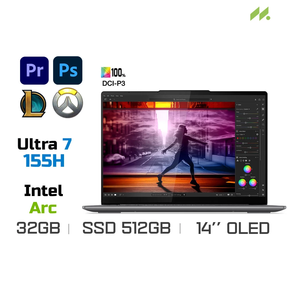 Laptop Lenovo Yoga Slim 7 14IMH9 83CV001UVN (Ultra 7 155H, Arc Graphics, Ram 32GB LPDDR5X, SSD 512GB, 14 Inch OLED WUXGA, Win 11/Office HS 21)