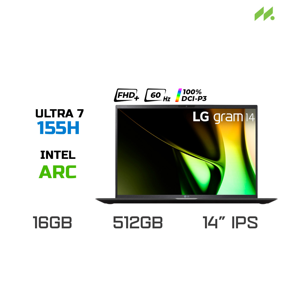 Laptop LG Gram 14Z90S-G.AH75A5 (Ultra 7 155H, Arc Graphics, RAM 16GB LPDDR5X, SSD 512GB, 14 Inch IPS WUXGA 100% DCI-P3)