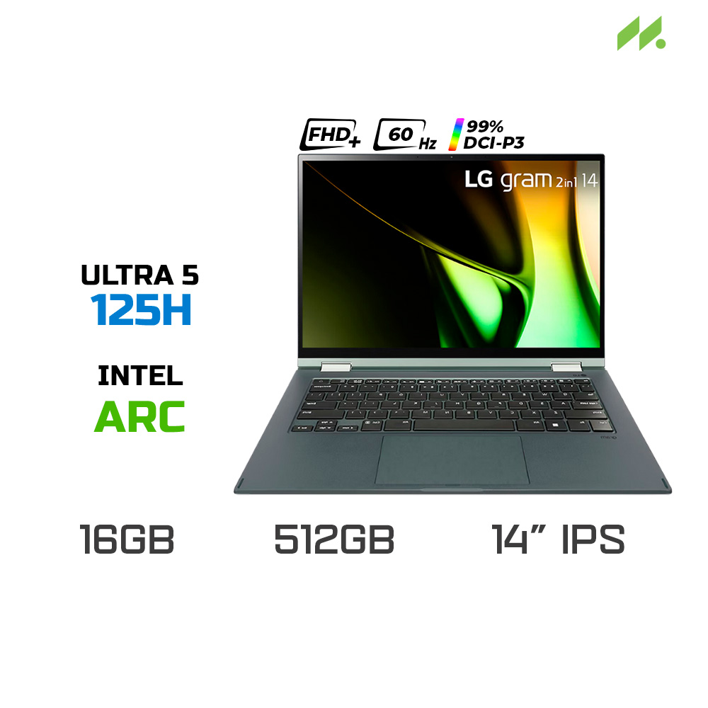 Laptop LG Gram 2024 2-in-1 14T90S-G.AH55A5 (Ultra 5 125H, Arc Graphics, RAM 16GB LPDDR5X, SSD 512GB, 14 Inch IPS WUXGA 99% DCI-P3)