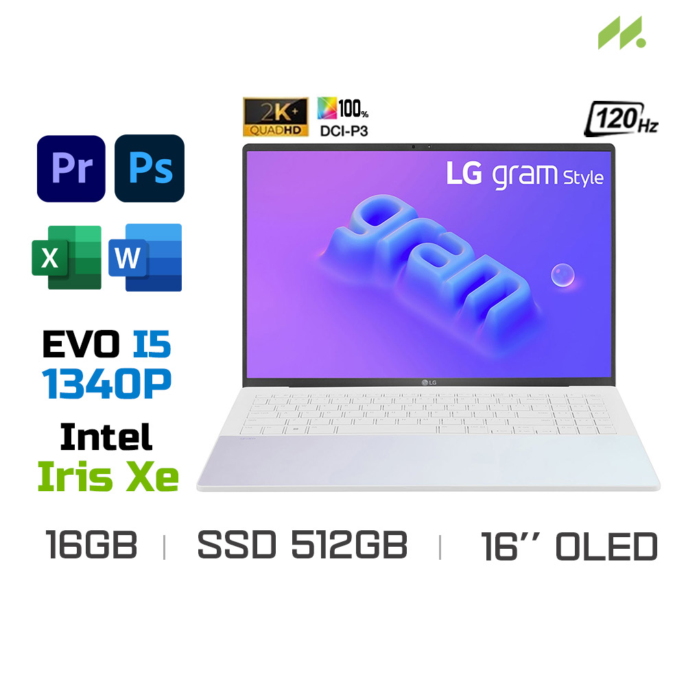Laptop LG Gram Style 2023 16Z90RS-G.AH54A5 (i5-1340P EVO, Iris Xe Graphics, Ram 16GB LPDDR5, SSD 512GB, 16 Inch OLED WQHD+)