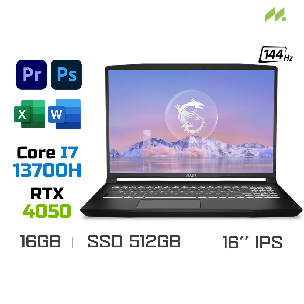Laptop MSI Creator M16 B13VE-830VN (i7-13700H, RTX 4050 6GB, Ram 16GB DDR5, SSD 512GB, 16 Inch IPS 144Hz FHD+)