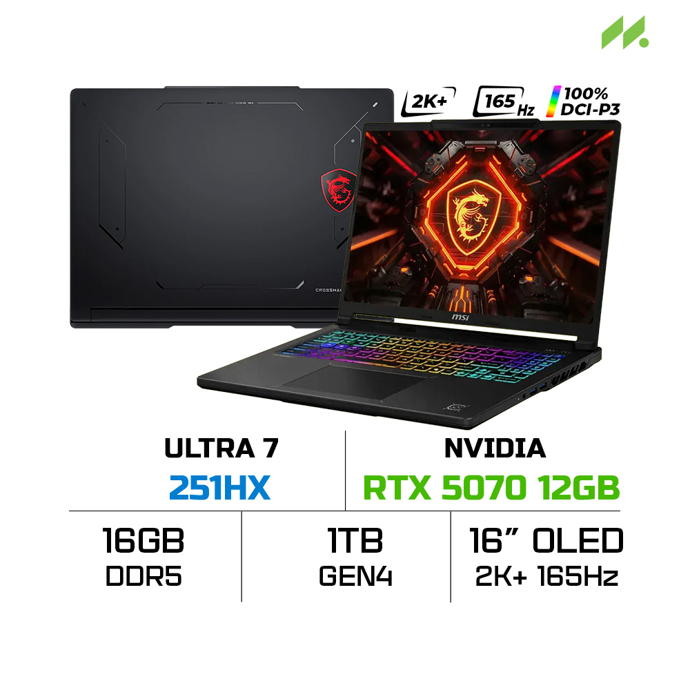 Laptop MSI Crosshair 16 Max HX E2WGXK-052VN (Ultra 7 251HX, RTX 5070 12GB, RAM 16GB DDR5, SSD 1TB, 16 Inch OLED QHD+ 165Hz 100% DCI-P3, Win 11 Home)