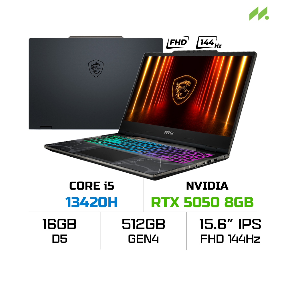 Laptop MSI Cyborg 15 B13WEKG-676VN (i5-13420H, RTX 5050 8GB, RAM 16GB D5, SSD 512GB, 15.6 Inch FHD IPS 144Hz)