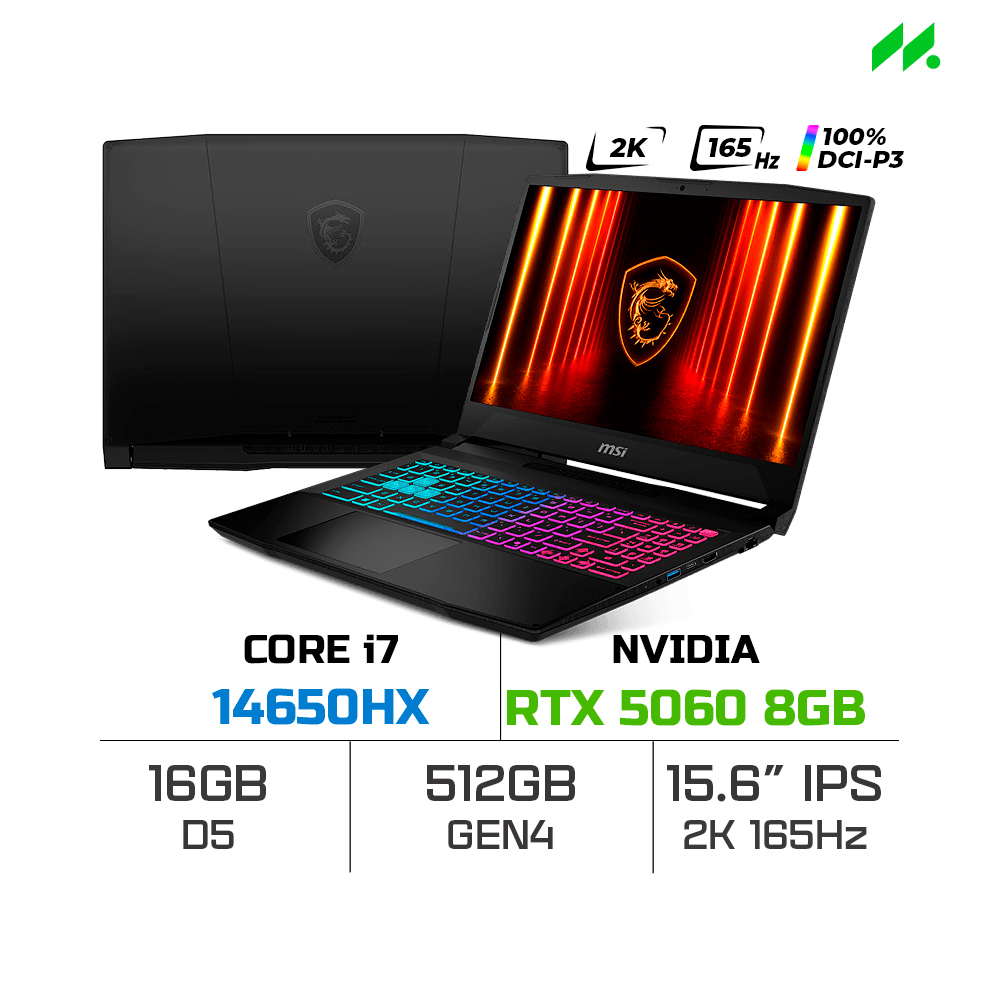 Laptop MSI Katana 15 HX B14WFK-025VN (i7-14650HX, RTX 5060 8GB, RAM 16GB D5, SSD 512GB, 15.6 Inch QHD IPS 165Hz, 100% DCI-P3)