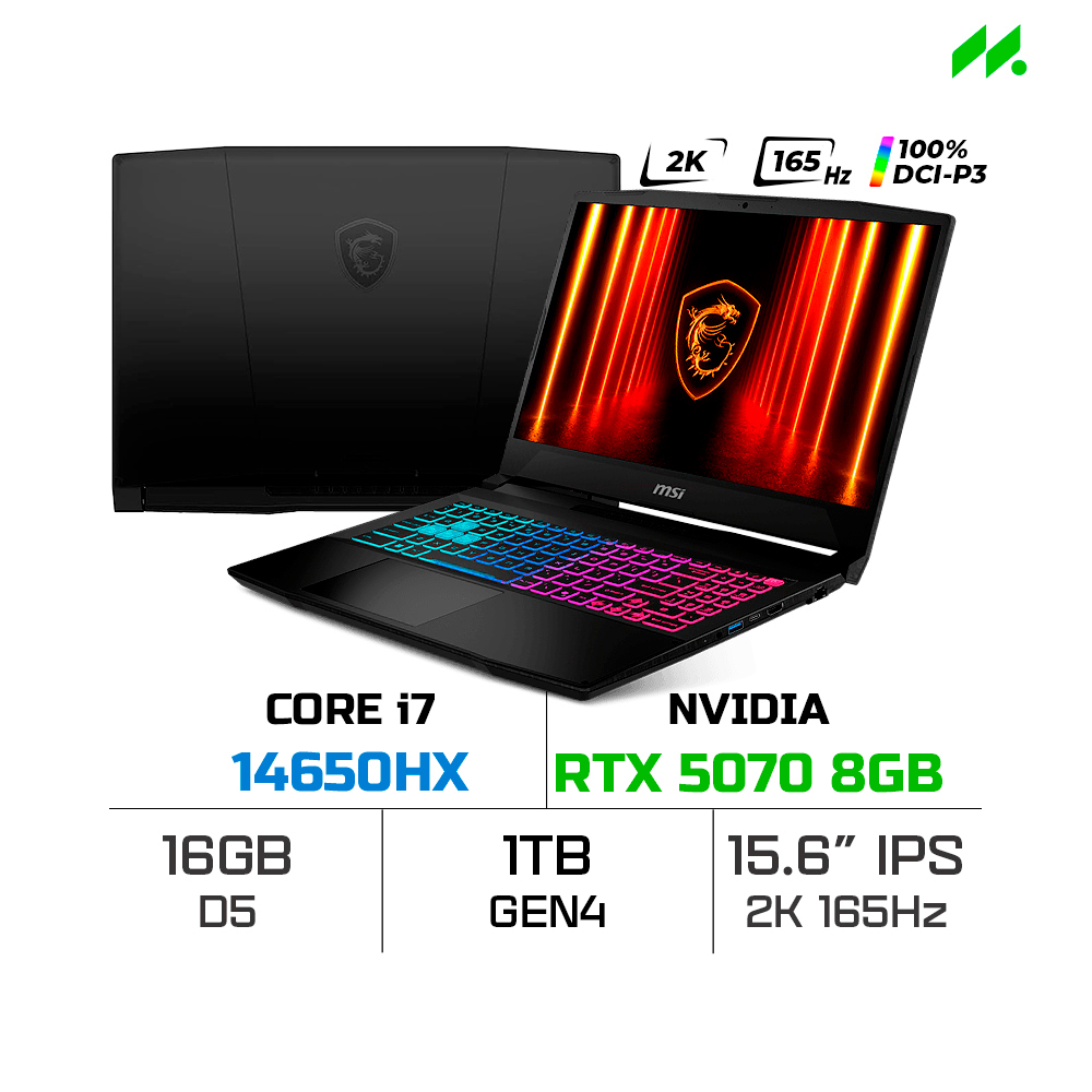 Laptop MSI Katana 15 HX B14WGK-023VN (i7-14650HX, RTX 5070 8GB, RAM 16GB D5, SSD 1TB, 15.6 Inch QHD IPS 165Hz, 100% DCI-P3)