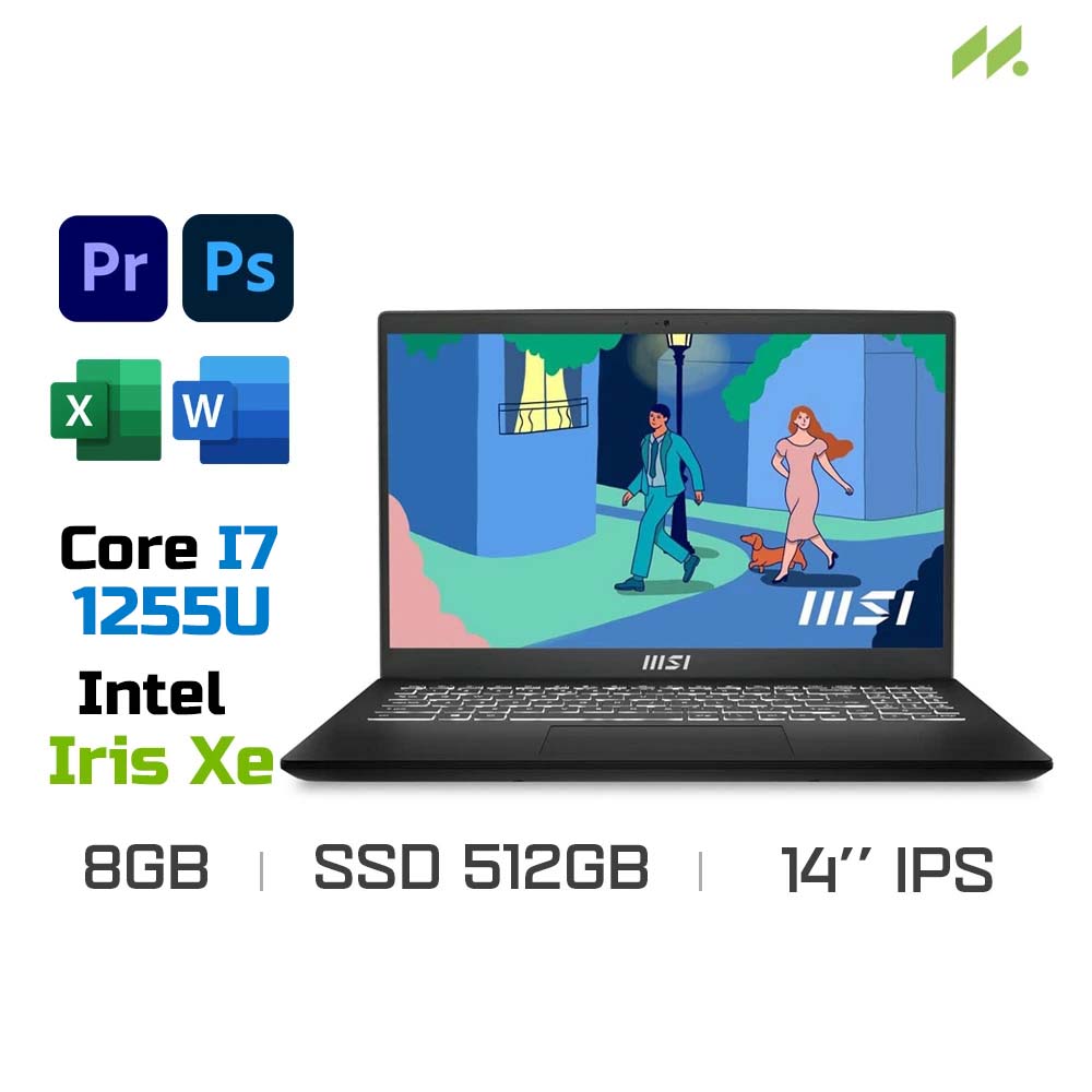 Laptop MSI Modern 14 C12M-241VN (i7-1255U, Iris Xe Graphics, Ram 8GB DDR4, SSD 512GB, 14 Inch IPS FHD)
