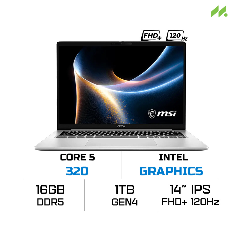 Laptop MSI Modern 14S G3MG-003VN (Core 5 320, Intel Graphics, RAM 16GB DDR5, SSD 1TB, 14 Inch IPS FHD+ 120Hz, Win 11 Home)