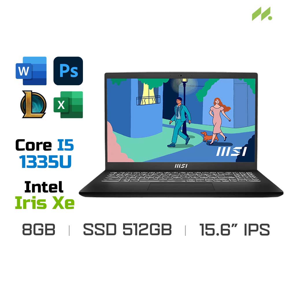 Laptop MSI Modern 15 B13M-438VN (i5-1335U, Iris Xe Graphics, Ram 8GB DDR4, SSD 512GB, 15.6 Inch IPS FHD)