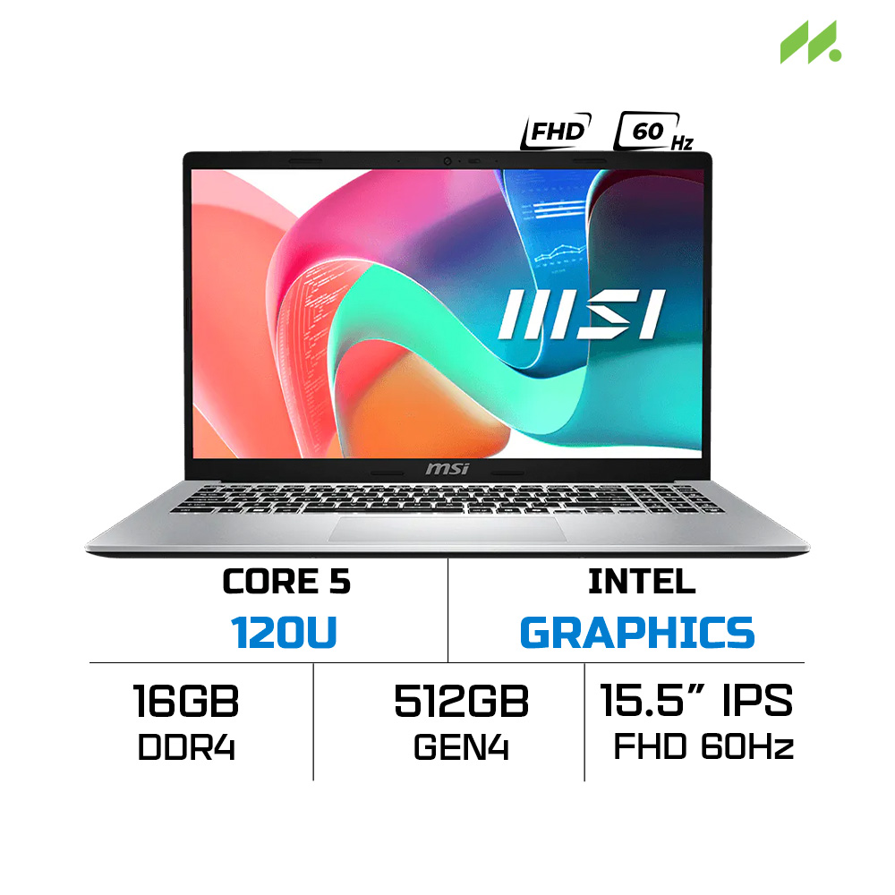 Laptop MSI Modern 15 F1MG-1264VN (Core 5 120U, Intel Graphics, RAM 16GB DDR4, SSD 512GB, 15.6 Inch IPS FHD 60Hz, Win 11 Home)
