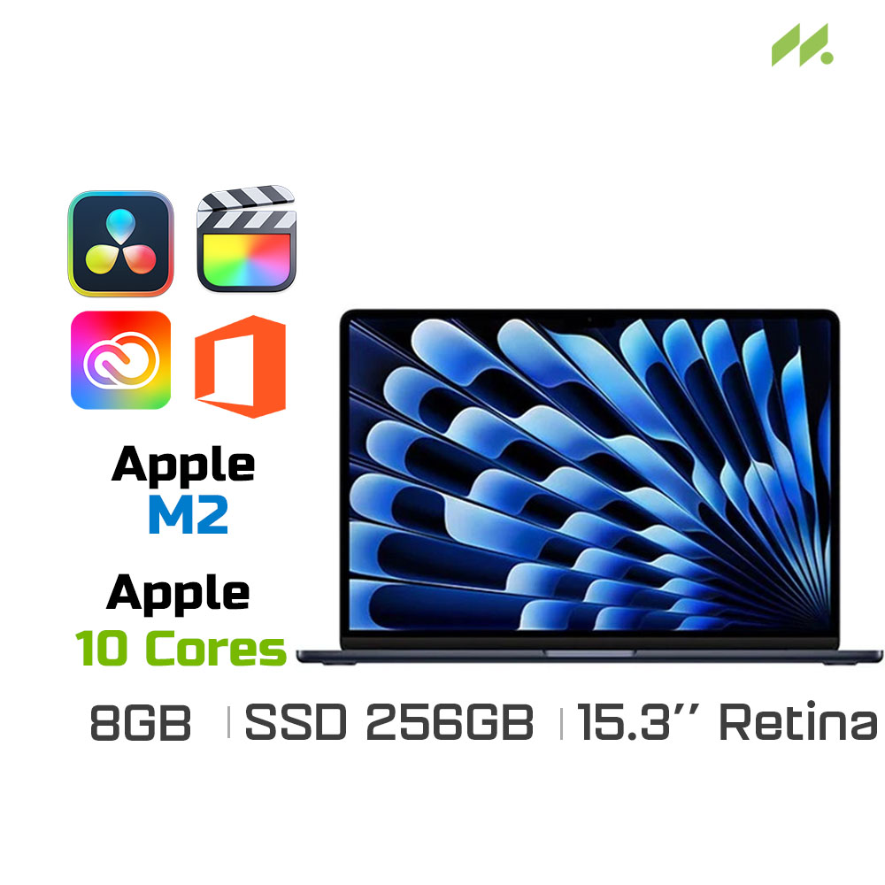Macbook Air M2 2023 Midnight MQKW3SA/A (Apple M2, 10-Cores GPU, Ram 8GB, SSD 256GB, 15.3 Inch IPS Retina)