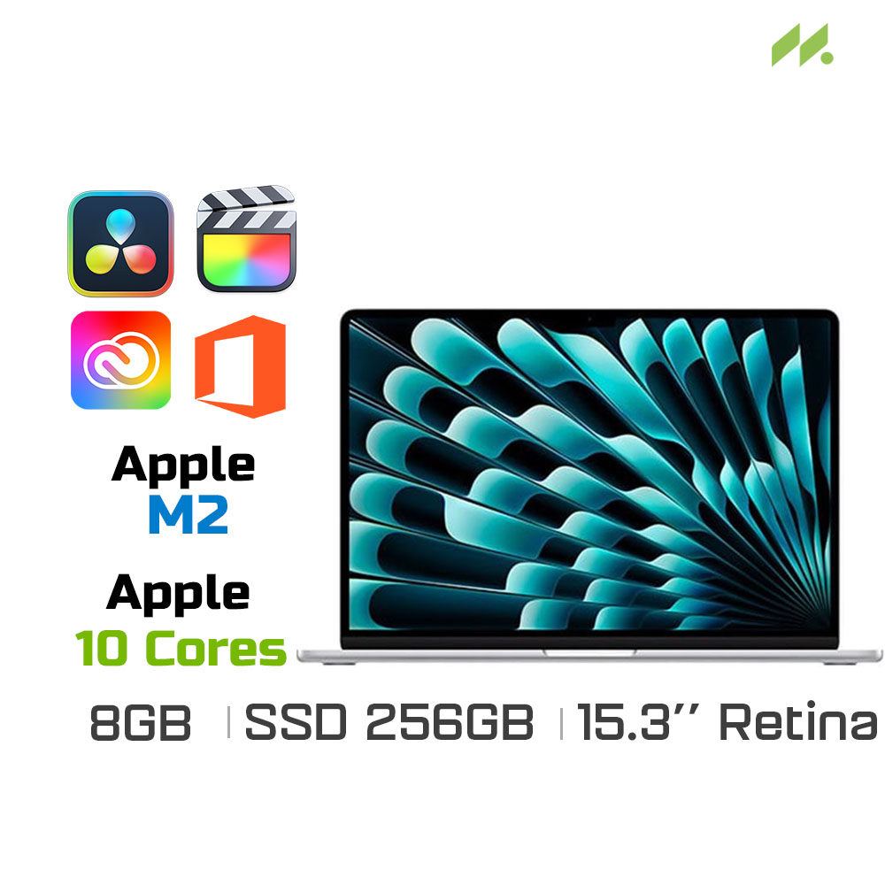 Macbook Air M2 2023 Silver MQKR3SA/A (Apple M2, 10-Cores GPU, Ram 8GB, SSD 256GB, 15.3 Inch IPS Retina)