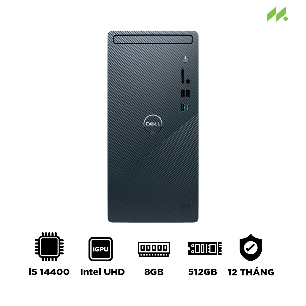Máy bộ Dell Inspiron 3030 Tower T6FDR1 (i5-14400, UHD 730, Ram 8GB DDR5, SSD 512GB, Windows 11, USB Keyboard & Mouse)