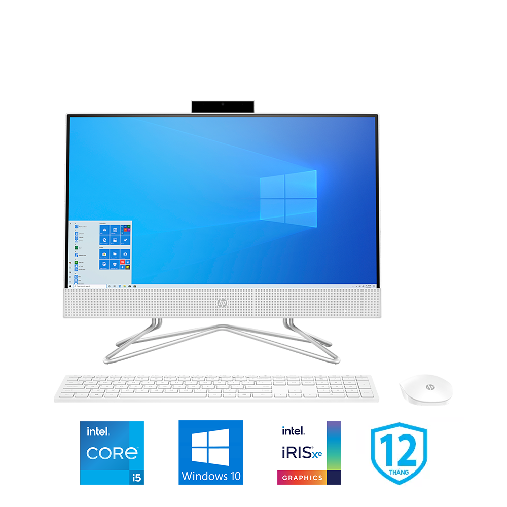 Máy tính All In One NonTouch HP 22-df1020d 21.5 Inch IPS 4B6D8PA (i5-1135G7, Iris Xe Graphics, Ram 4GB, 512GB SSD, Windows 10 64-bit, Wireless Keyboard & Mouse)