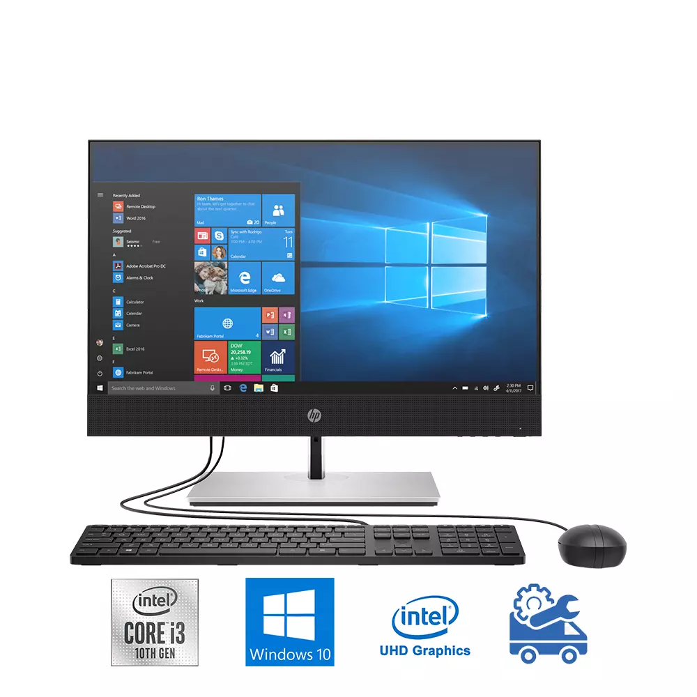Máy tính All In One NonTouch HP ProOne 400 G6 24 Inch IPS 231D7PA (i3-10100T, UHD 630, Ram 4GB, 1TB HDD, Windows 10 64-bit, DVDRW, USB Keyboard & Mouse)