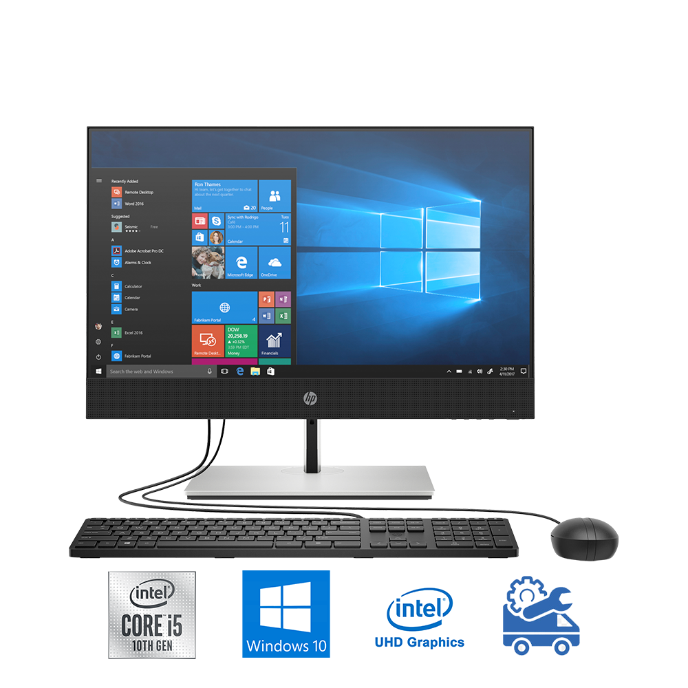 Máy tính All In One NonTouch HP ProOne 400 G6 24 Inch IPS 231D9PA (i5-10500T, UHD 630, Ram 4GB, 1TB HDD, Windows 10 64-bit, DVDRW, USB Keyboard & Mouse)
