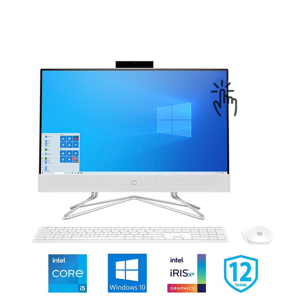 Máy tính All In One Touch HP 22-df1019d 21.5 Inch IPS 4B6D7PA (i5-1135G7, Iris Xe Graphics, Ram 4GB, 512GB SSD, Windows 10 64-bit, Wireless Keyboard & Mouse)