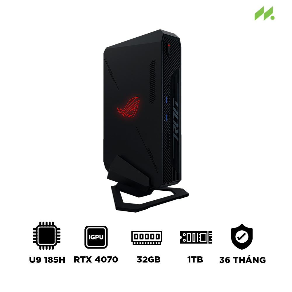 Máy tính Mini PC ASUS ROG NUC RNUC14SRKU9189A0I (Ultra 9 185H, RTX 4070 8GB, RAM 32GB DDR5, SSD 1TB, Win 11)