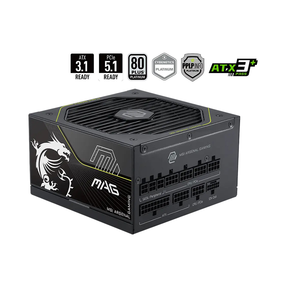 Nguồn máy tính MSI MAG A1200PLS PCIE5 1200W 80 Plus Titanium MAG-A1200PLS-PCIE5