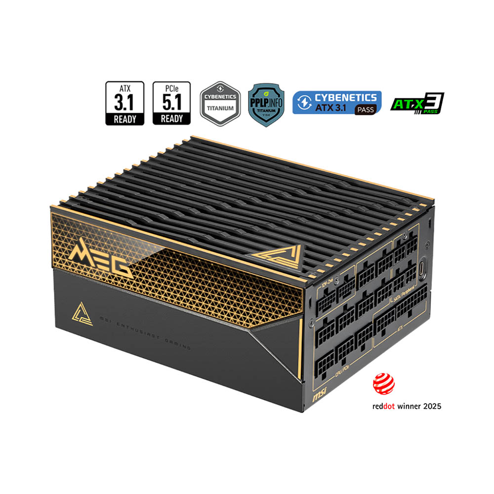 Nguồn máy tính MSI MEG Ai1600T ATX 3.1 & PCIe 5.1 1600W 80 Plus Titanium MEG-Ai1600T-PCIE5