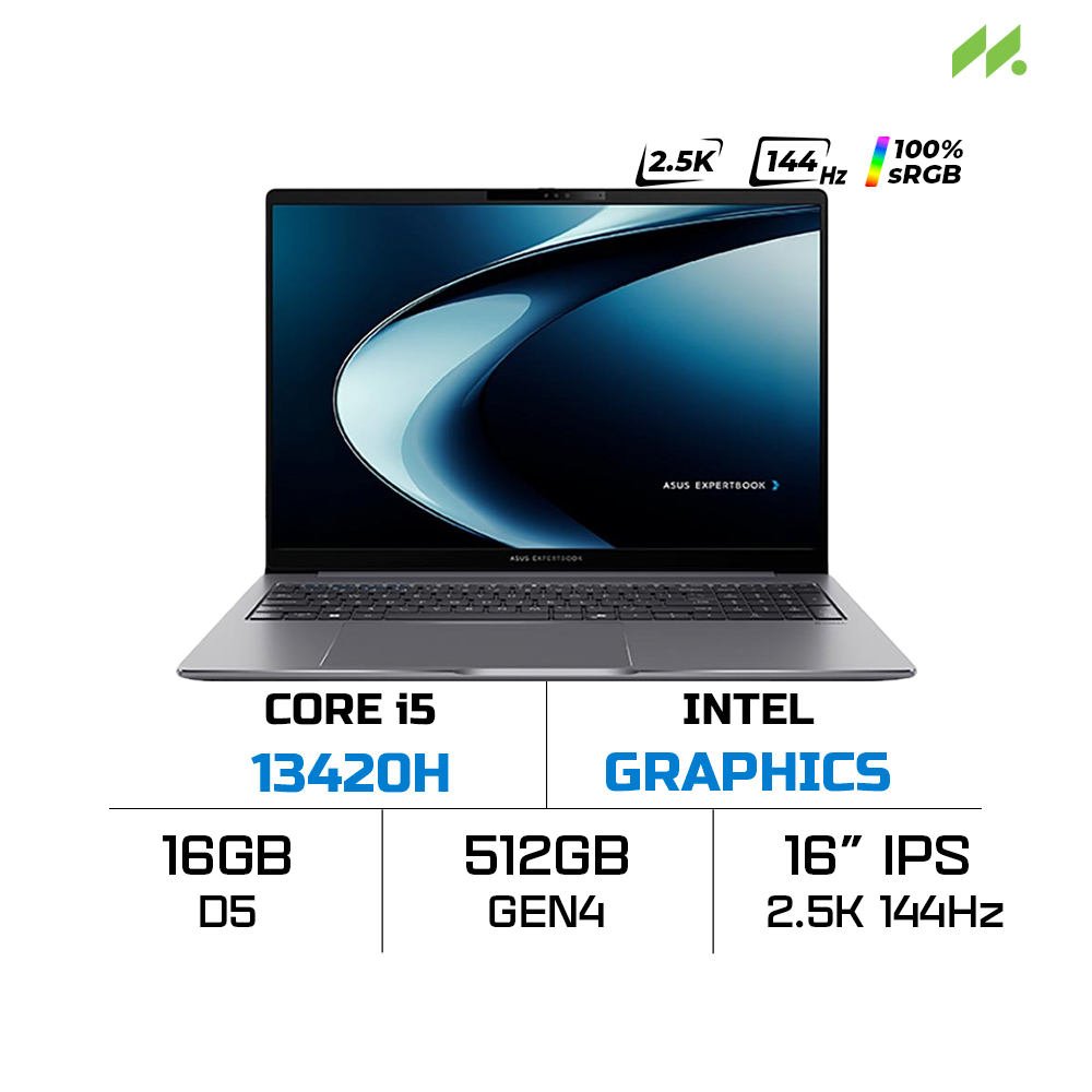 Laptop Asus ExpertBook P3 P3605CVA-PL0042W (i5-13420H, UHD Graphics, RAM 16GB DDR5, SSD 512GB, 16 Inch IPS WQXGA 144Hz 100% sRGB)