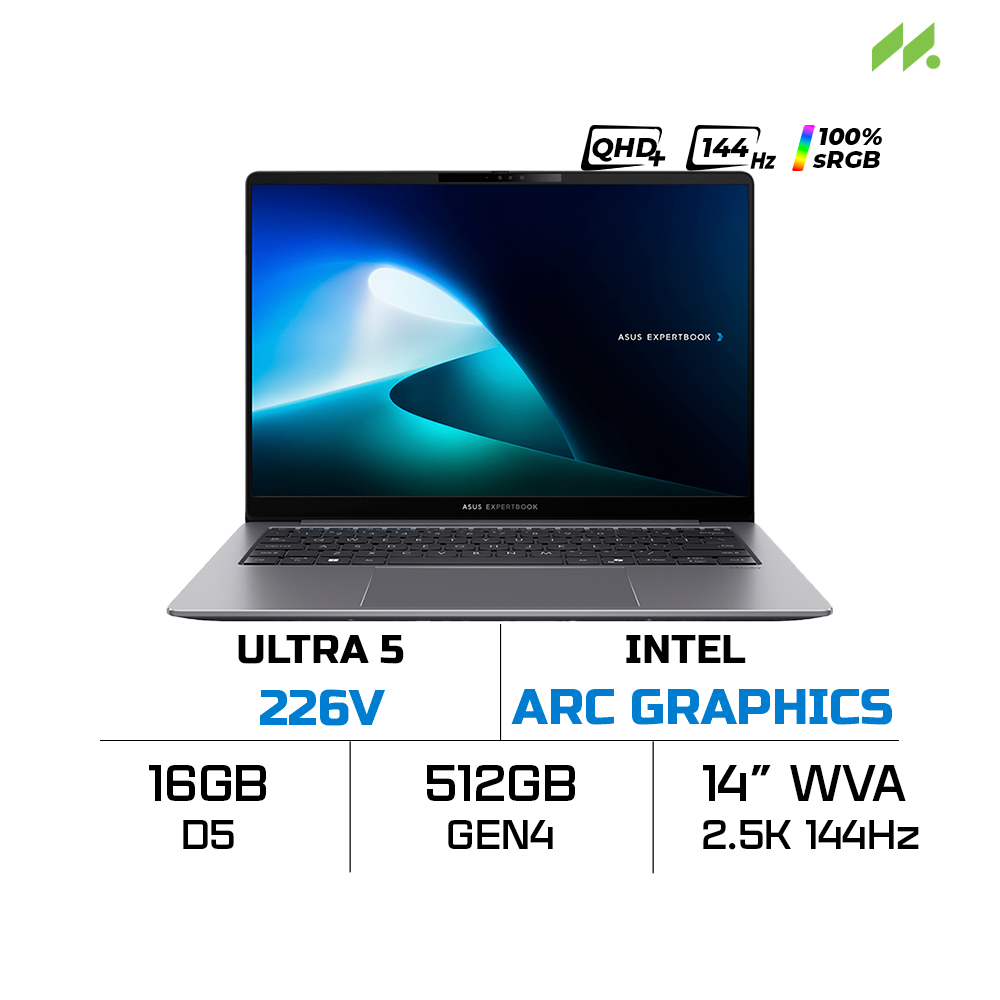 Laptop Asus ExpertBook P5 P5405CSA-NZ0016W (Ultra 5 226V, Intel Arc Graphics, RAM 16GB DDR5, SSD 512GB, 14 Inch WVA WQXGA 144Hz)