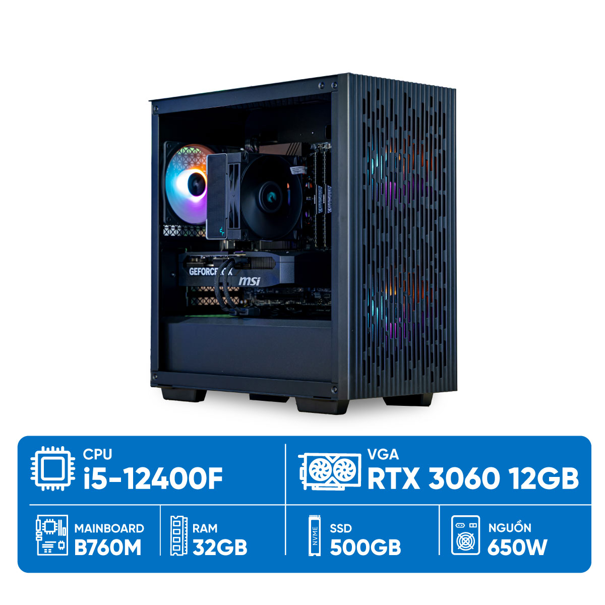 PC ST i5-3060 (i5-12400F, RTX 3060 12GB, RAM DDR4 32GB, SSD 500GB, 650W, WIN11)