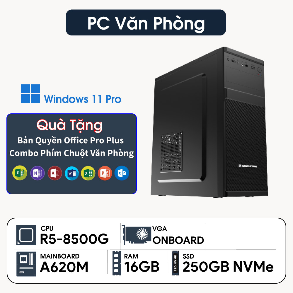 PC ST Văn Phòng R5-8500G Lite ( R5-8500G, AMD Radeon 740M, Ram 16GB DDR5, SSD 250GB, 500W, Win 11)
