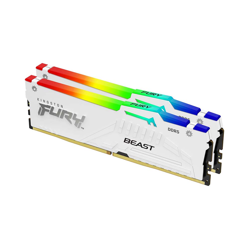 Ram PC Kingston Fury Beast White RGB 32GB 5600MHz DDR5 (2x16GB) KF556C40BWAK2-32