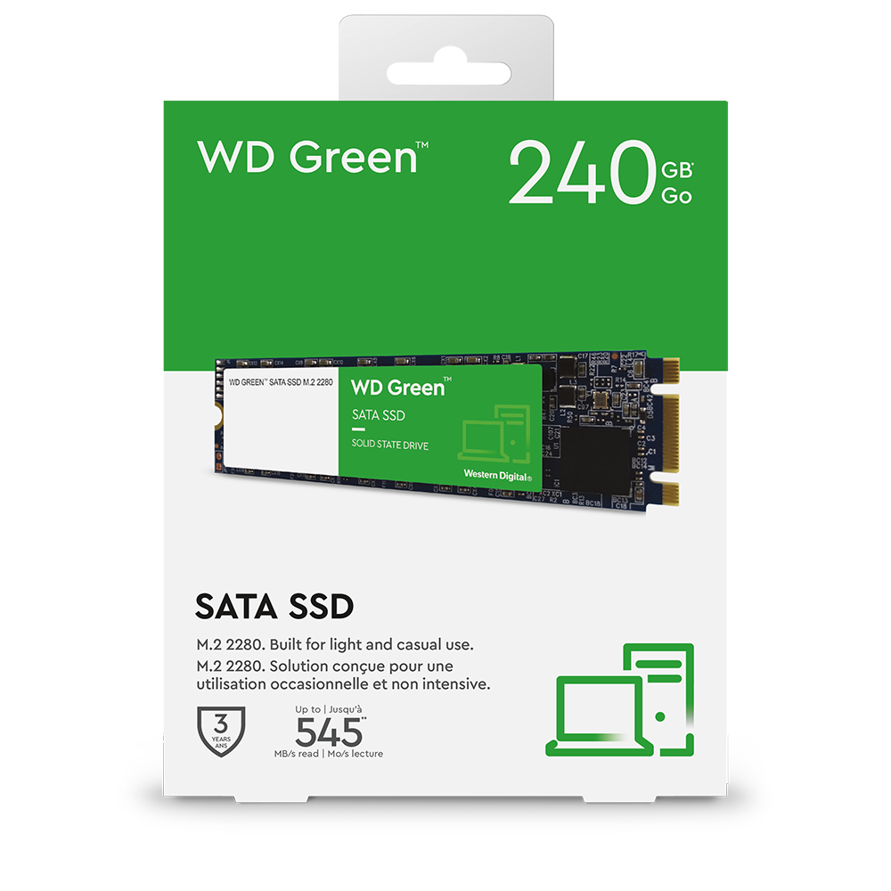 dom Jeg regner med svejsning Ổ cứng SSD Western Digital Green M.2 2280 240GB Sata III WDS240G3G0B