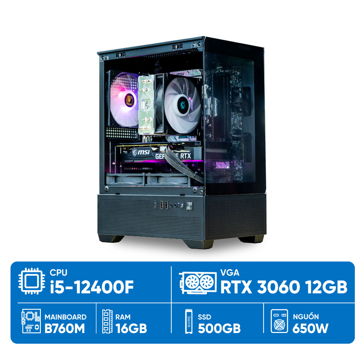 PC ST i5-3060 (i5-12400F, RTX 3060 12GB, RAM 16GB, SSD 500GB, 650W, WIN11)
