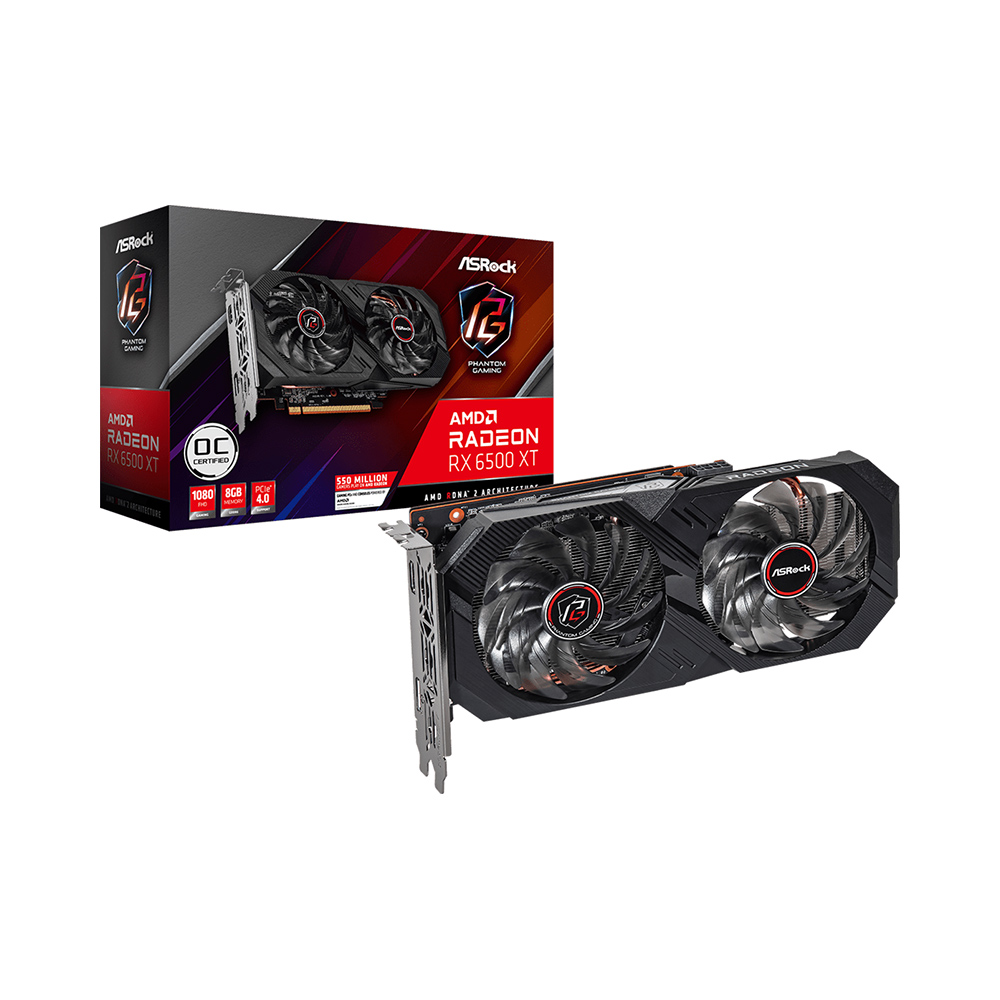 VGA ASRock Radeon RX 6500 XT Phantom Gaming OC 8GB GDDR6