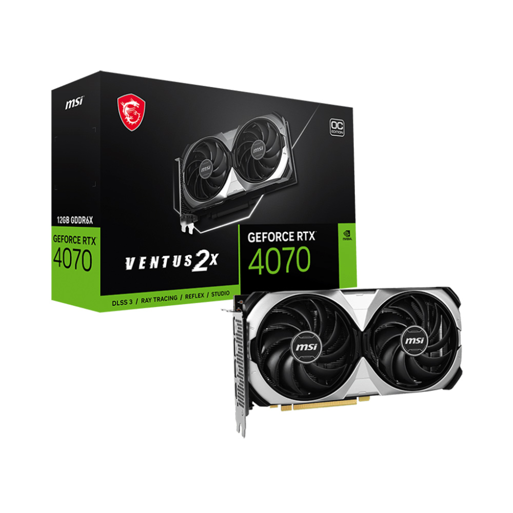 VGA MSI GeForce RTX 4070 VENTUS 2X E 12G OC GDDR6X RTX-4070-VENTUS-2X-E-12G-OC