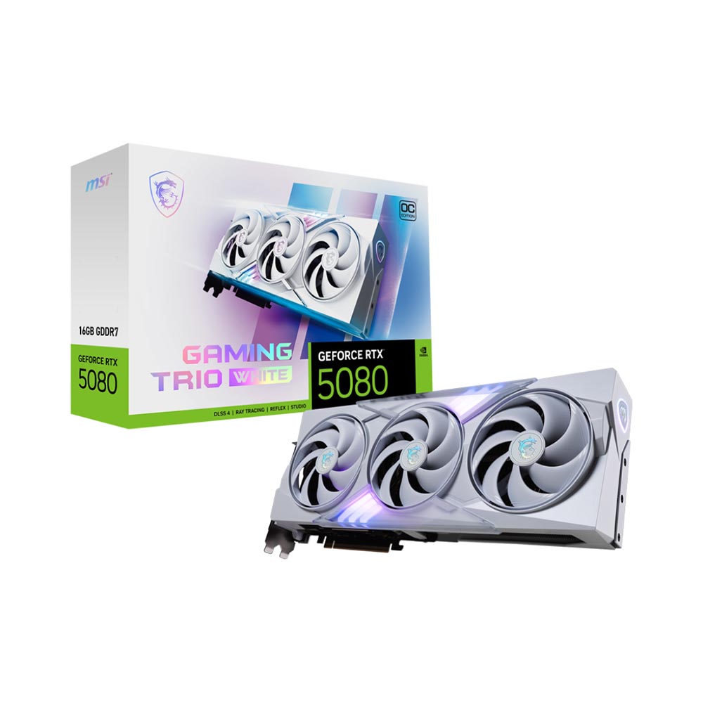 VGA MSI GeForce RTX 5080 GAMING TRIO OC WHITE 16GB GDDR7