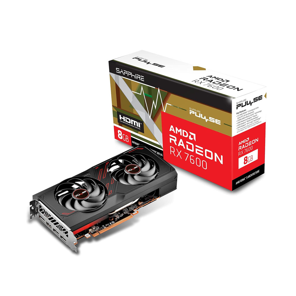 VGA Sapphire Radeon PULSE RX 7600 Gaming OC 8G GDDR6