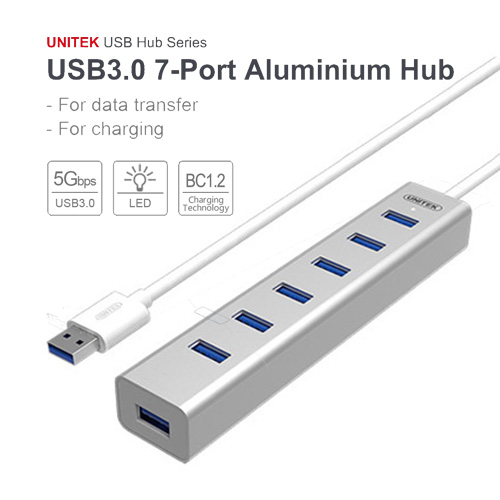 Bộ chia USB 7 cổng USB 3.0 Aluminium Unitek Y-3090