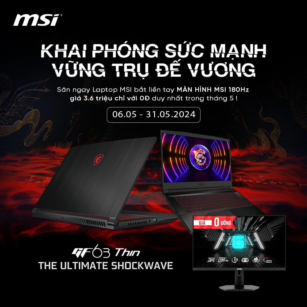 Mua Laptop MSI - Tặng màn hình Gaming