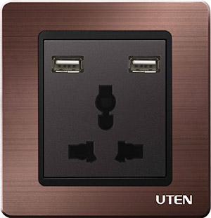 Bộ ổ cắm 3 chấu kết hợp ổ cắm USB uten A5 GZ13/2NU