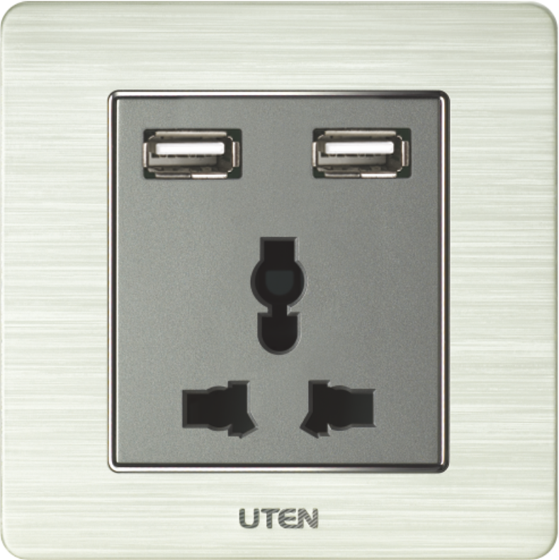 Ổ cắm USB + ổ cắm 3 chấu đa năng uten V6.0